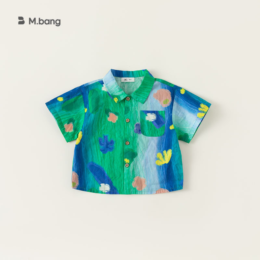 童裝姐弟裝塗鴉印花襯衫女童連衣裙扎染公主裙子兒童休閒套裝