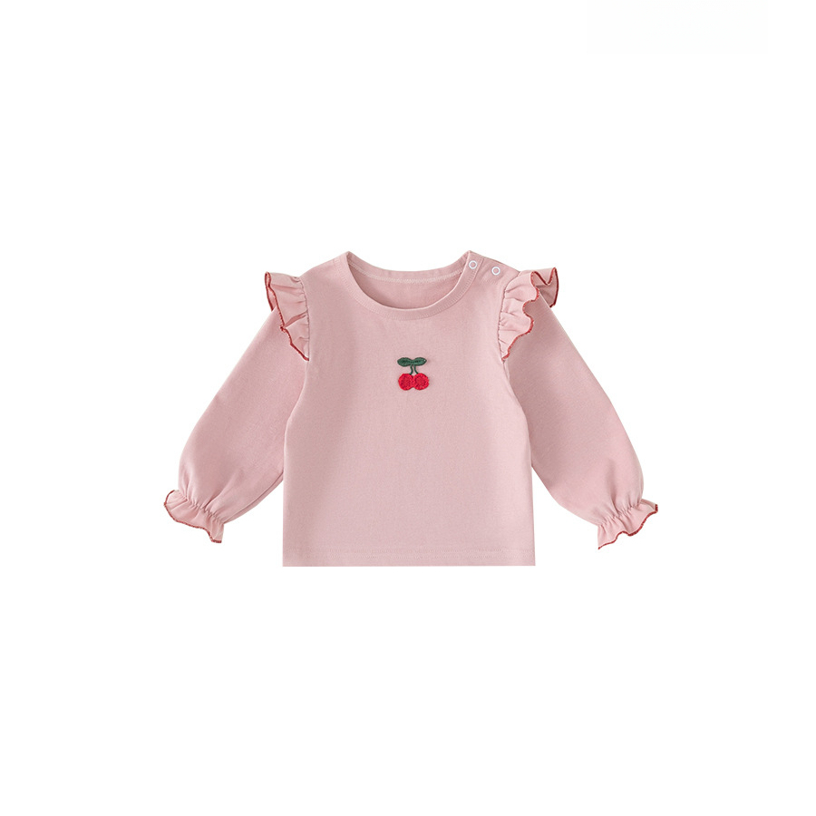 童裝女童T恤秋季新款女孩打底衫花邊長袖兒童寶寶上衣洋氣