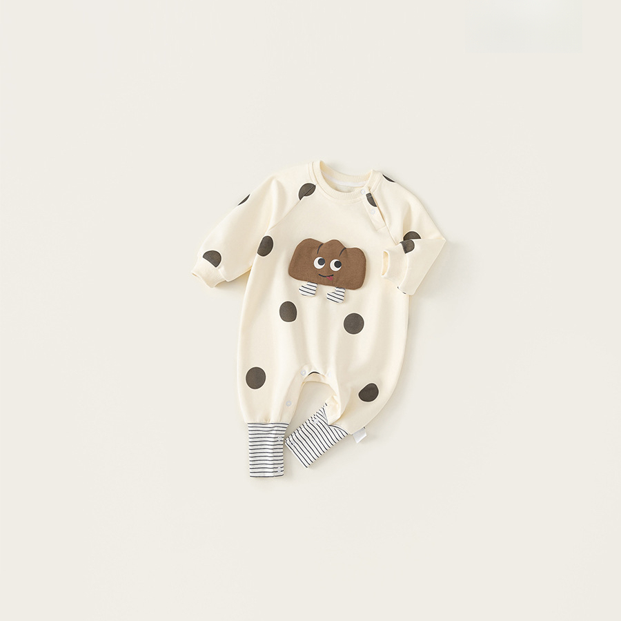 2025童裝寶寶連體衣秋季新品嬰兒衣服春秋波點新生兒爬服