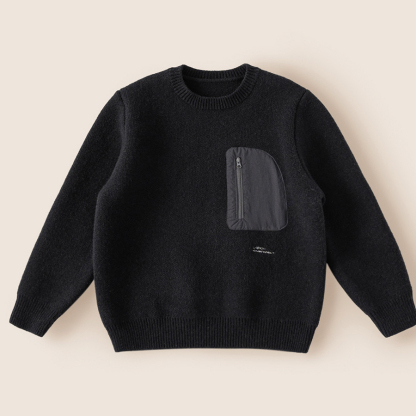 童裝兒童拉鍊口袋針織衫中大童加厚上衣男童毛衣休閒冬裝新款