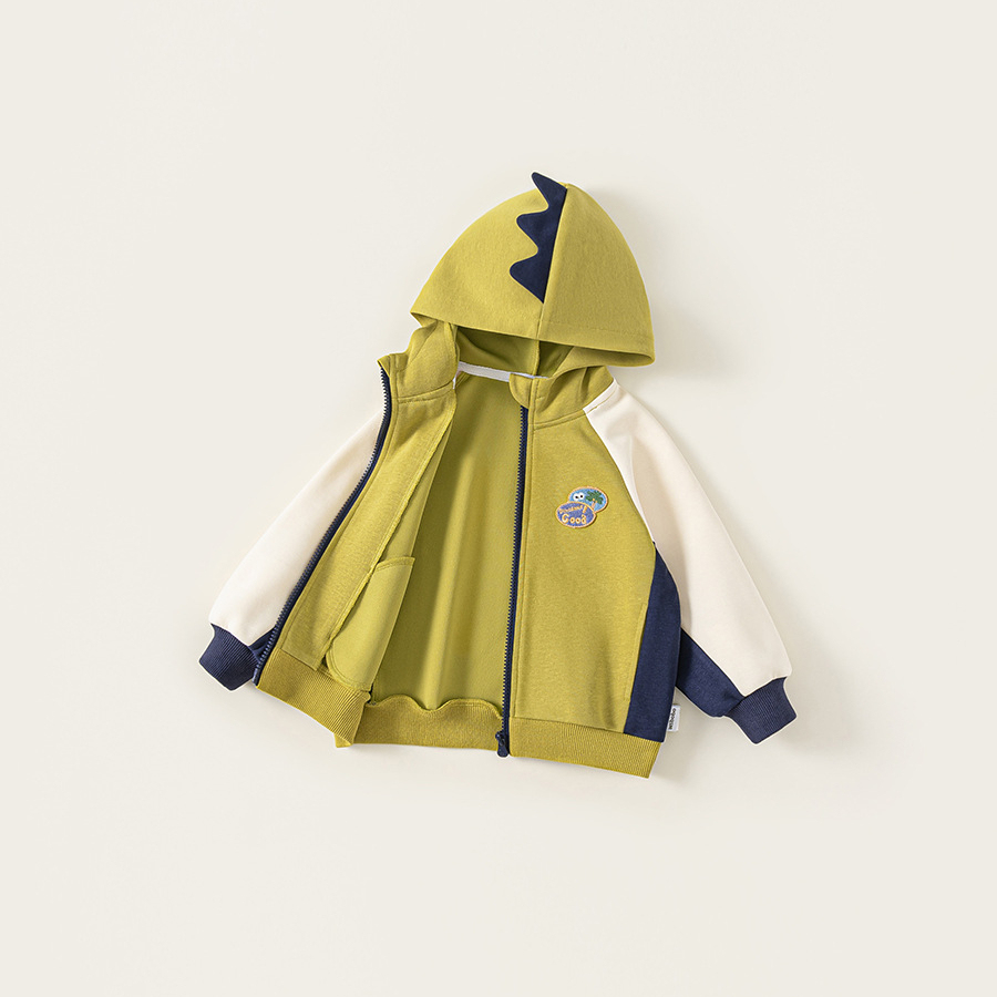 童裝中小童上衣男孩子運動風衛衣秋款撞色長袖男童連帽外套