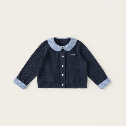 童裝女童襯衫春季新品格子拼接兒童上衣可愛娃娃領女孩子衣服