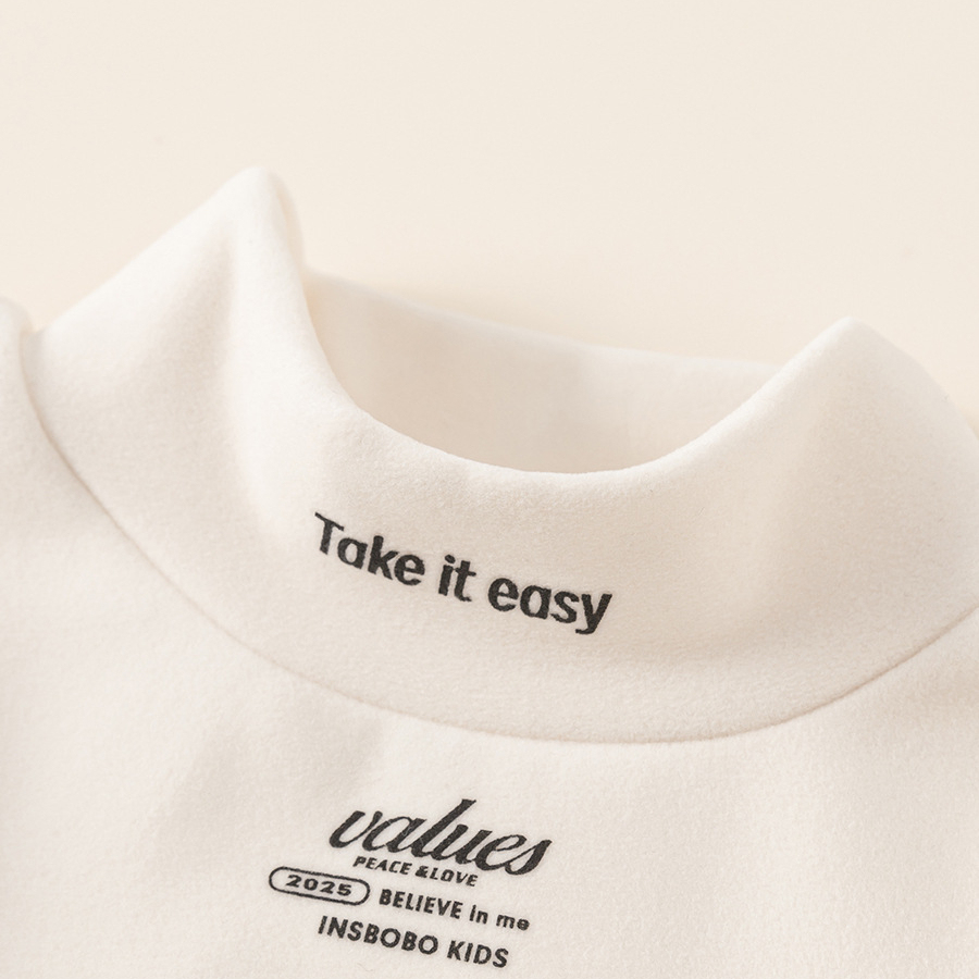 童装冬季新款衣服儿童内搭简约字母女孩子长袖上衣女童打底衫