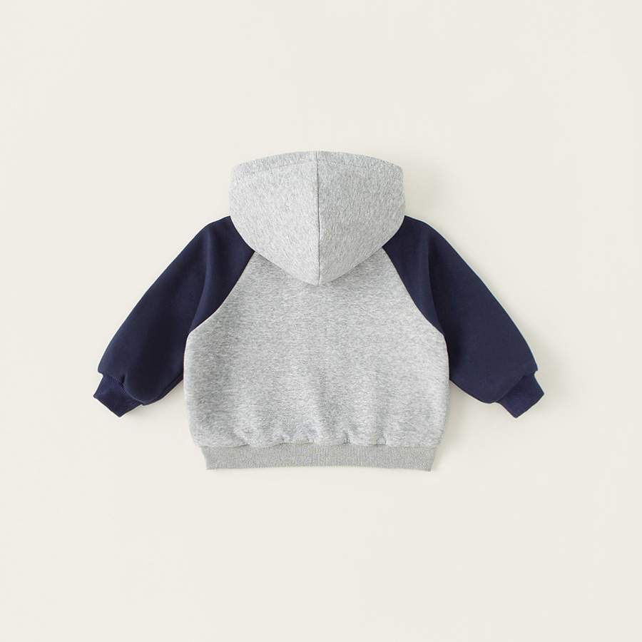 童裝男童連帽外套春季新款兒童春裝上衣中小童撞色拉鍊開衫