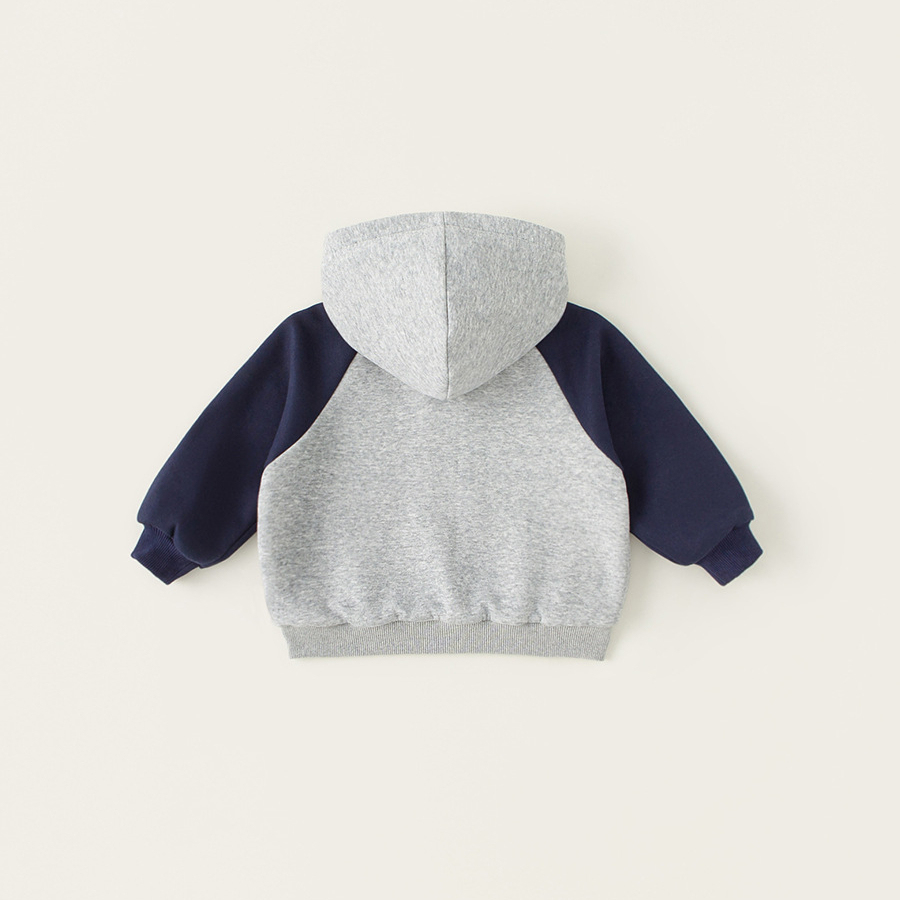 童裝男童連帽外套春季新款兒童春裝上衣中小童撞色拉鍊開衫