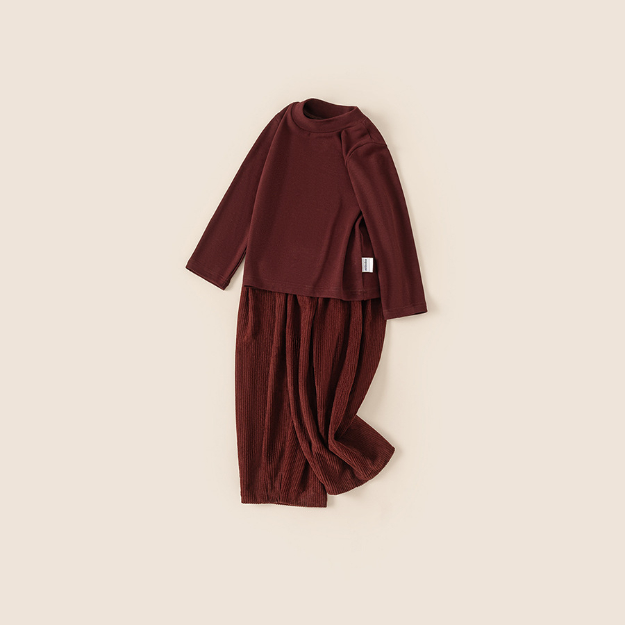 童裝秋季新款兒童套裝打底衫純色休閒褲女童兩件套男童衣服