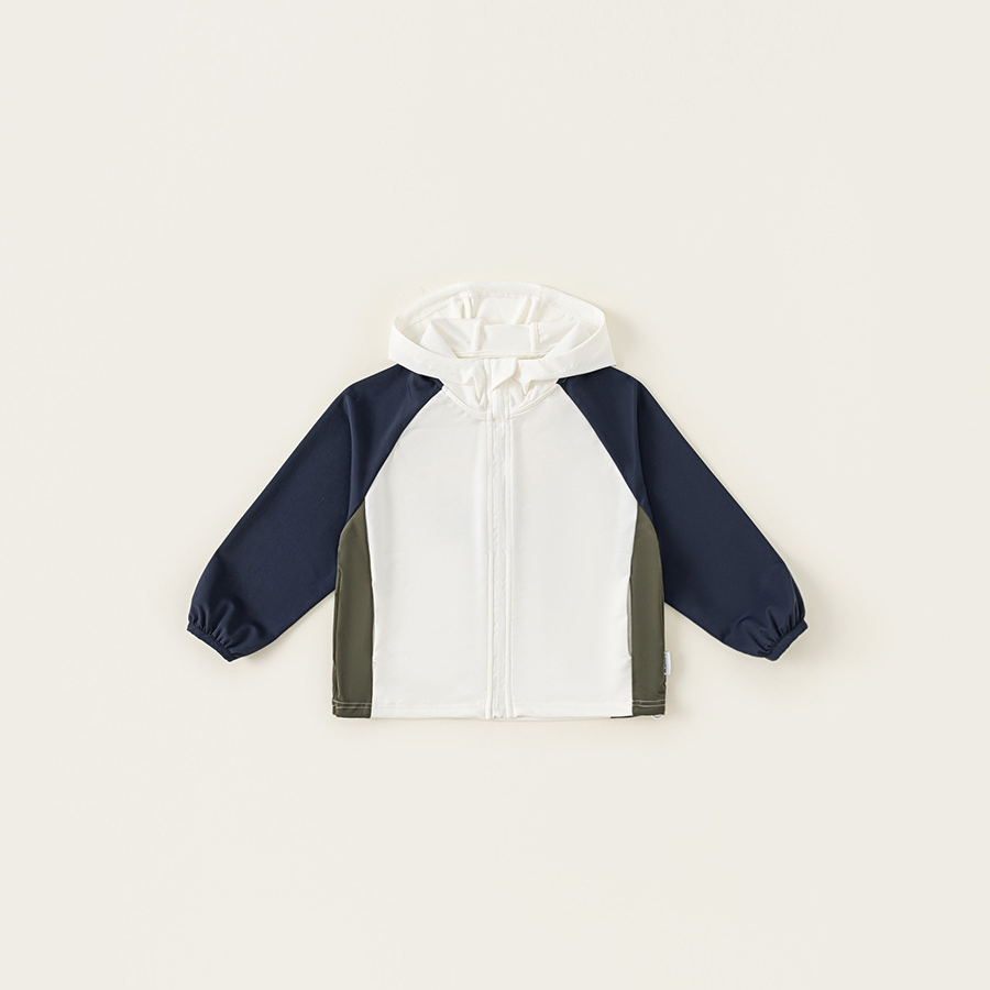 童裝春季兒童拼色風衣外套2025新款百搭連帽上衣寬鬆休閒開衫