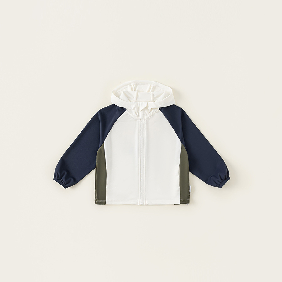 童裝春季兒童拼色風衣外套2025新款百搭連帽上衣寬鬆休閒開衫