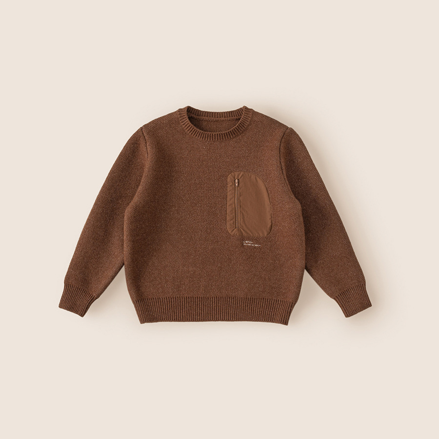 童裝兒童拉鍊口袋針織衫中大童加厚上衣男童毛衣休閒冬裝新款