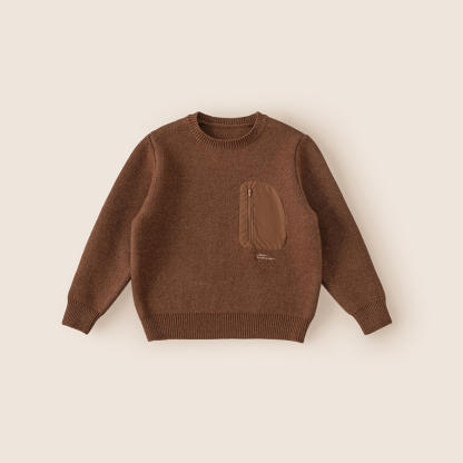 童裝兒童拉鍊口袋針織衫中大童加厚上衣男童毛衣休閒冬裝新款