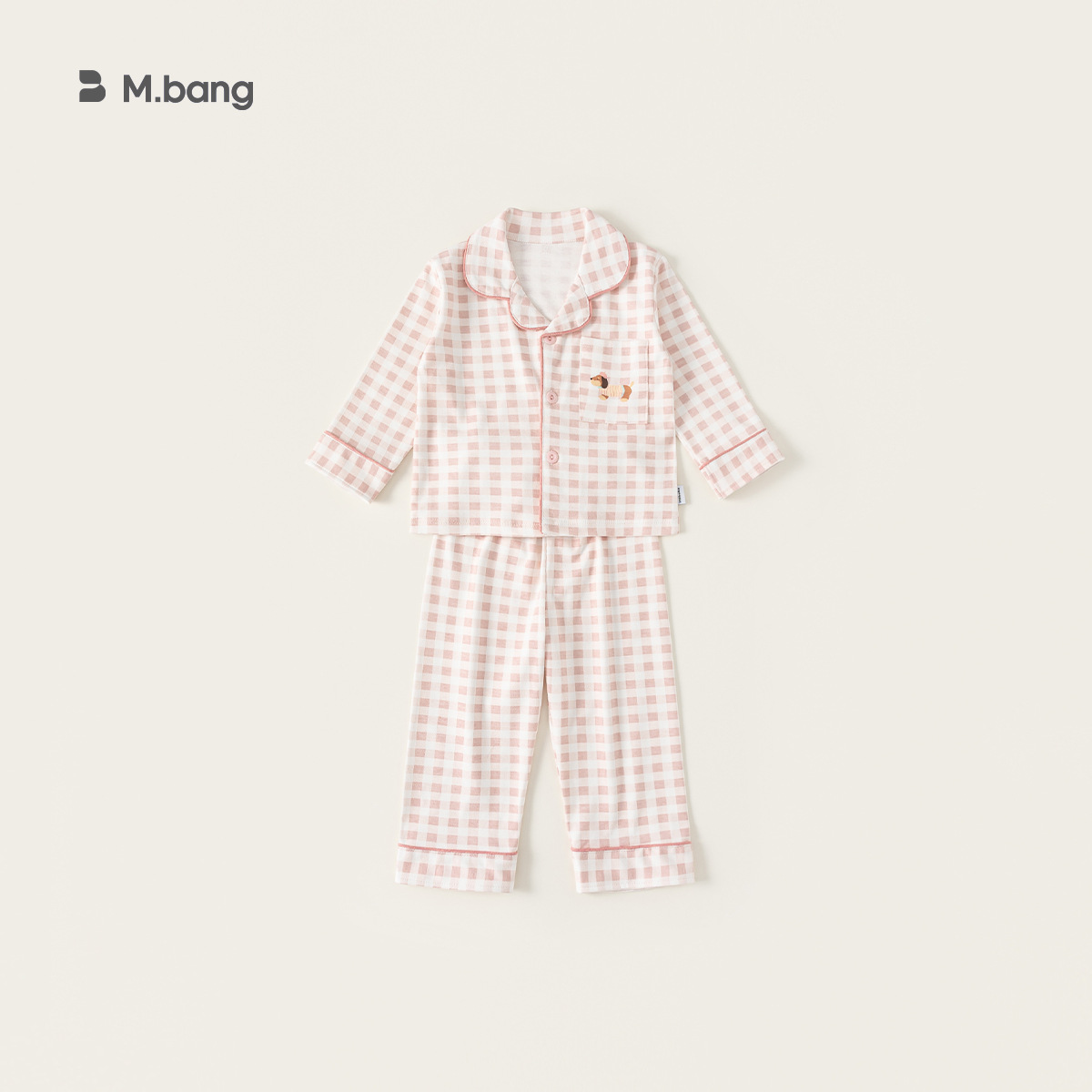 童裝兒童秋季女童睡衣純棉套裝格子男童長褲寶寶保暖家居服