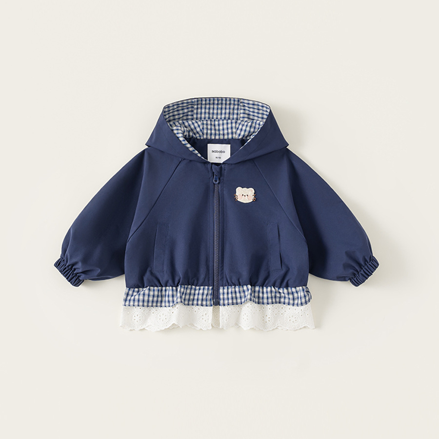 童裝女童外套春季新品連帽花邊兒童拉鍊衫衣服百搭中小童上衣