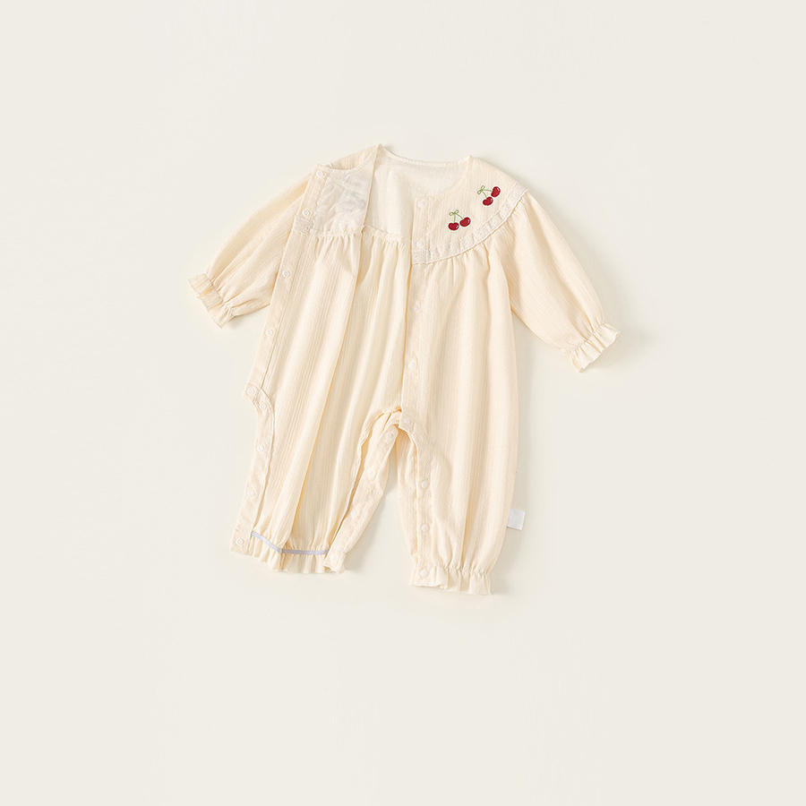 秋款兒童衣服簡約繡花秋裝新生兒童裝女寶寶連體衣女童爬服