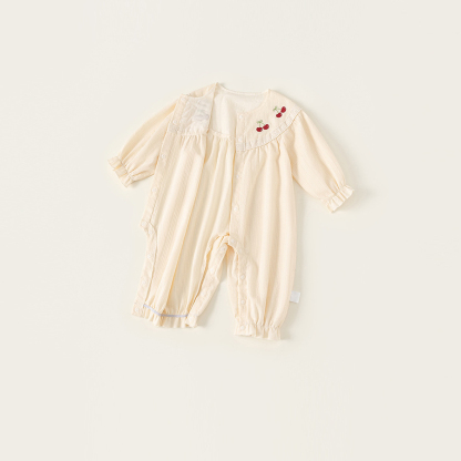 秋款兒童衣服簡約繡花秋裝新生兒童裝女寶寶連體衣女童爬服