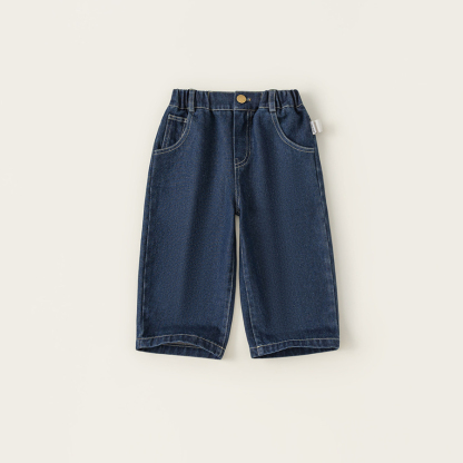 童裝女童牛仔褲秋季新款男童韓版休閒褲洋氣百搭長褲子