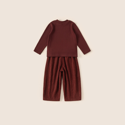 童裝秋季新款兒童套裝打底衫純色休閒褲女童兩件套男童衣服