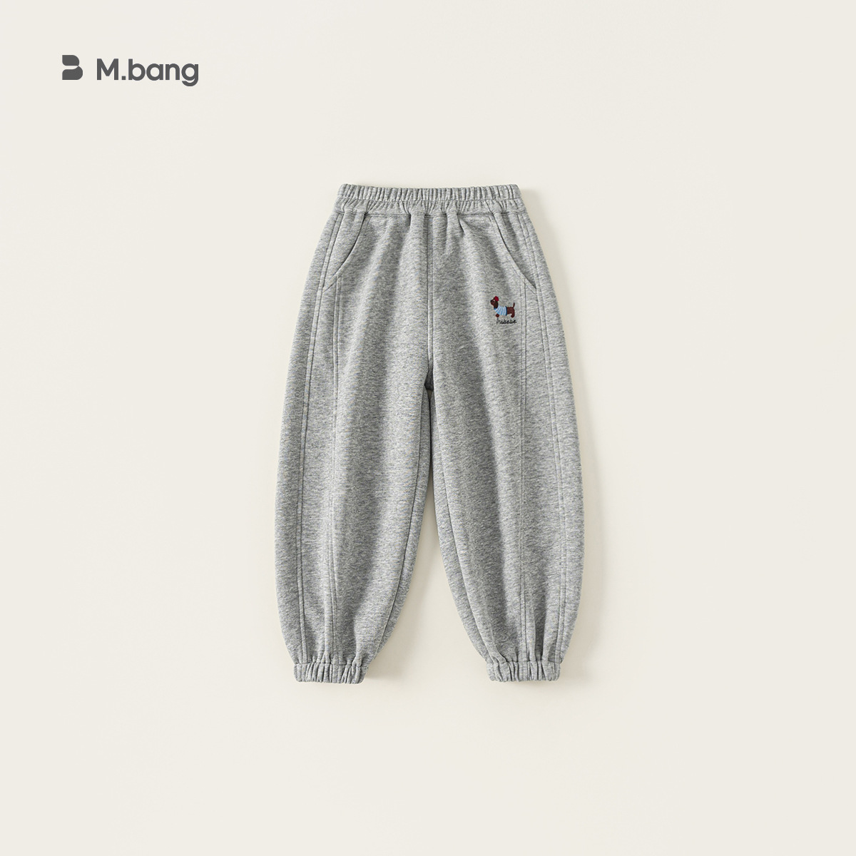 童裝中大童褲子男童長褲簡約刺繡運動褲女孩子衛褲兒童休閒褲