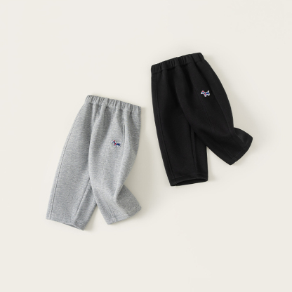 童裝女童長褲春季新品卡通兒童直筒褲小童衛褲百搭男童褲子