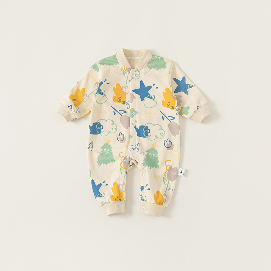 童裝兒童連體衣韓版嬰幼童衣服春裝新品寶寶卡通爬服外出服