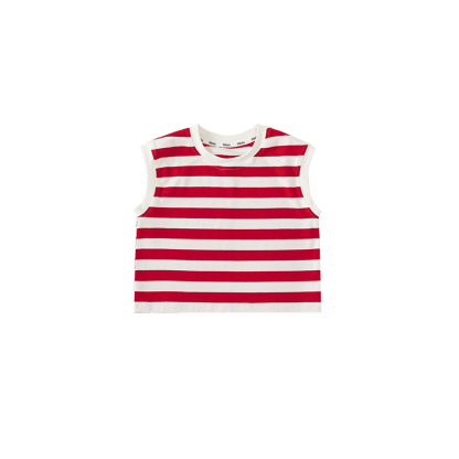 童裝夏季中小童簡約條紋上衣無袖背心兒童T恤男女童同款