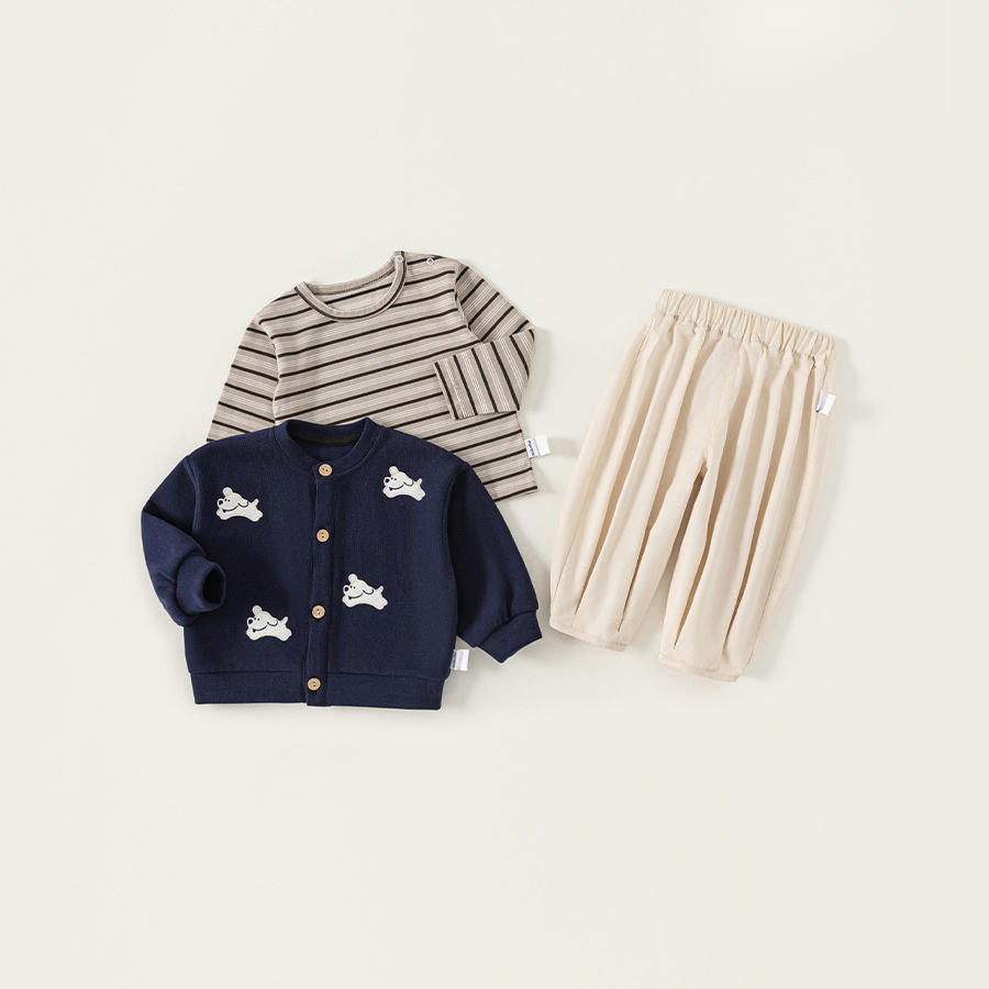 童裝秋季新款男寶寶休閒衣服兒童開衫三件套長褲秋裝男童套裝