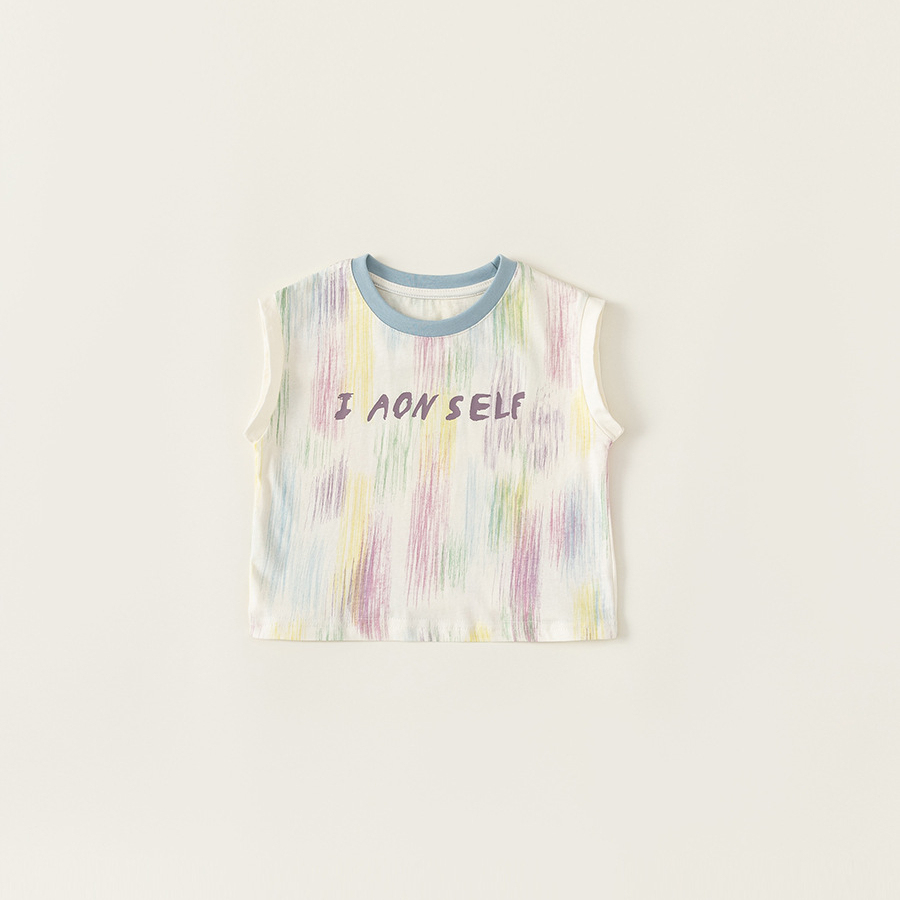 童裝男童背心夏裝2025夏季新款兒童無袖T恤字母上衣