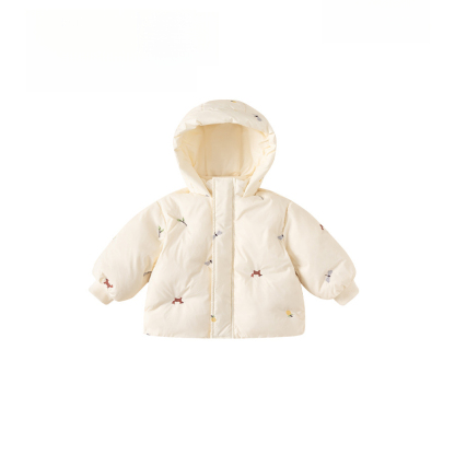 童裝兒童上衣保暖冬裝女寶寶羽絨外套連帽衣服刺繡女童羽絨服