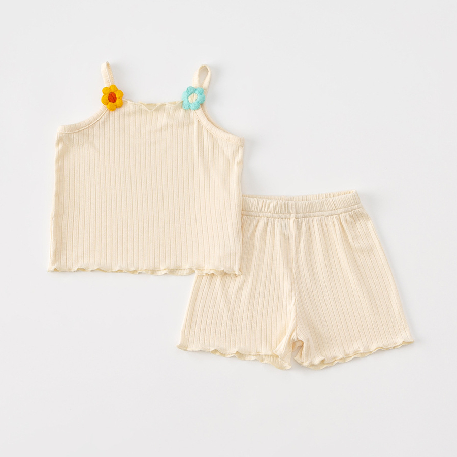 童裝吊帶嬰幼女寶套裝ins女童夏季薄款吊帶寶寶上衣兩件套