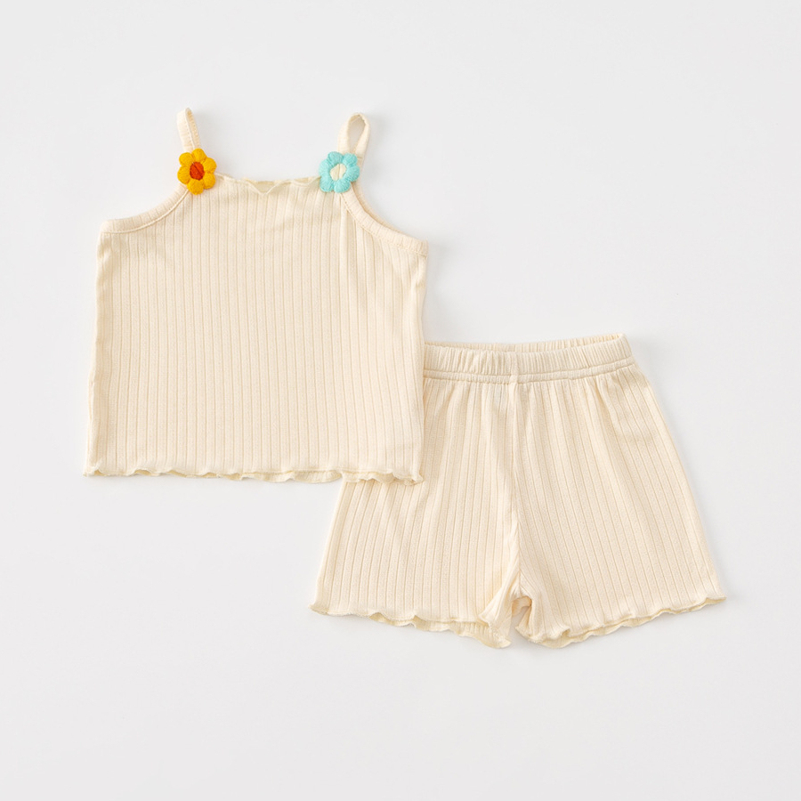 童裝吊帶嬰幼女寶套裝ins女童夏季薄款吊帶寶寶上衣兩件套