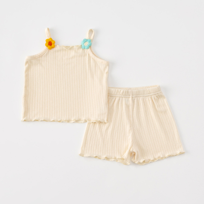 童裝吊帶嬰幼女寶套裝ins女童夏季薄款吊帶寶寶上衣兩件套