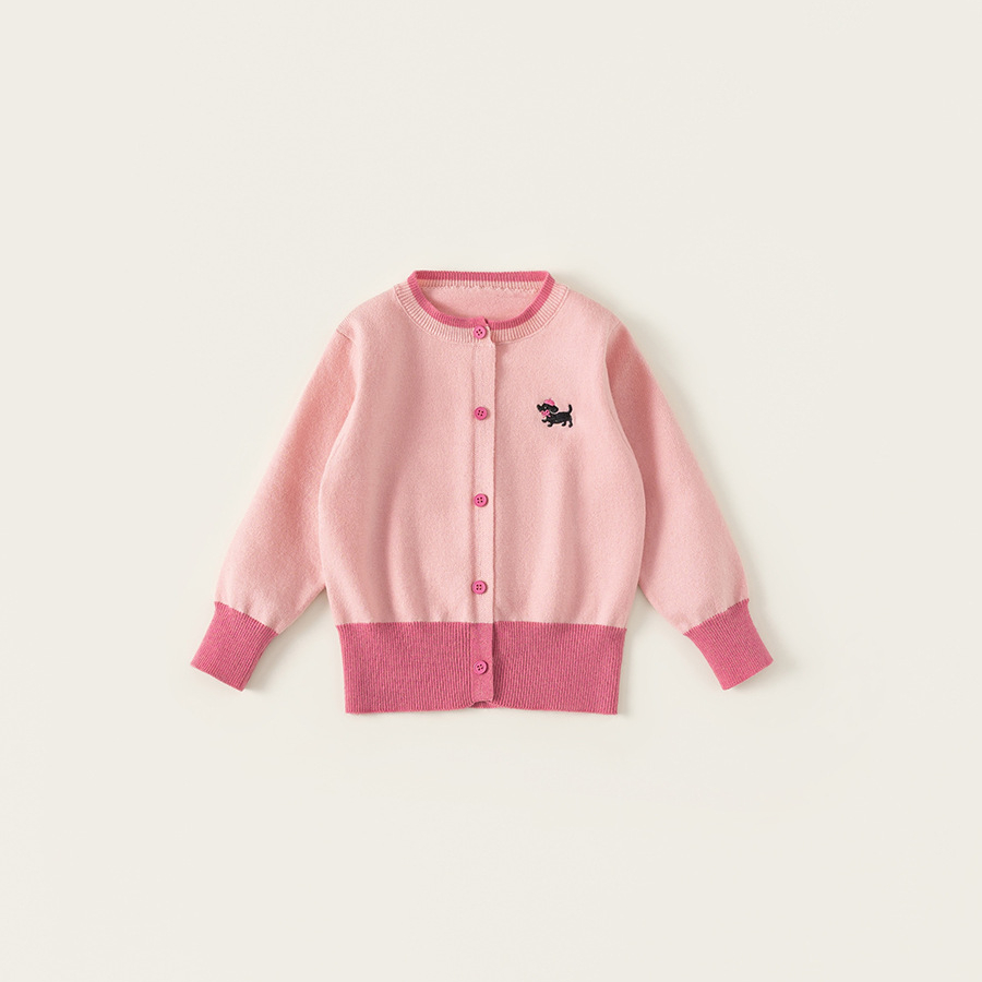 童裝女童毛衣春季新品拼色針織小童開衫撞色女孩子毛線上衣