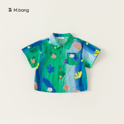 童裝姐弟裝塗鴉印花襯衫女童連衣裙扎染公主裙子兒童休閒套裝