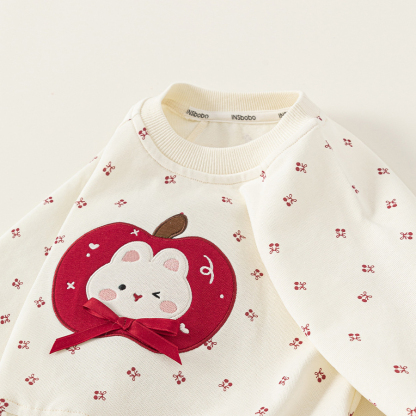 童裝女童衛衣春季新品圓領卡通小童套頭衫蝴蝶結兒童長袖上衣