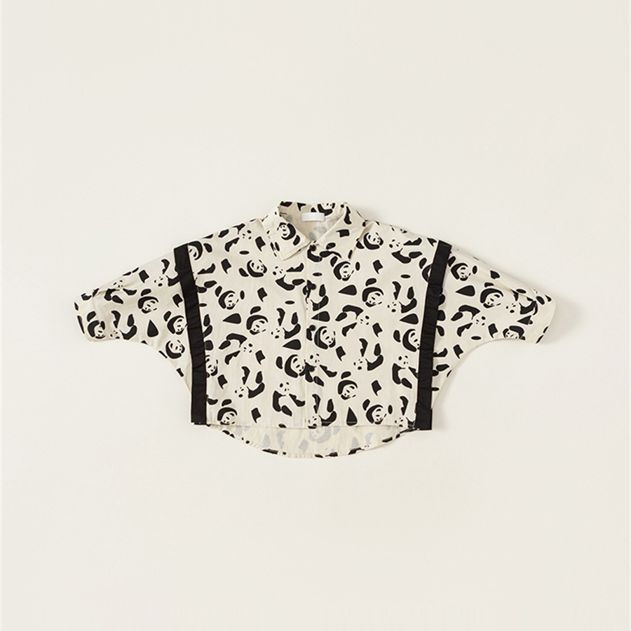 童裝男童襯衣秋季新品熊貓個性兒童襯衫長袖小童襯衣潮流