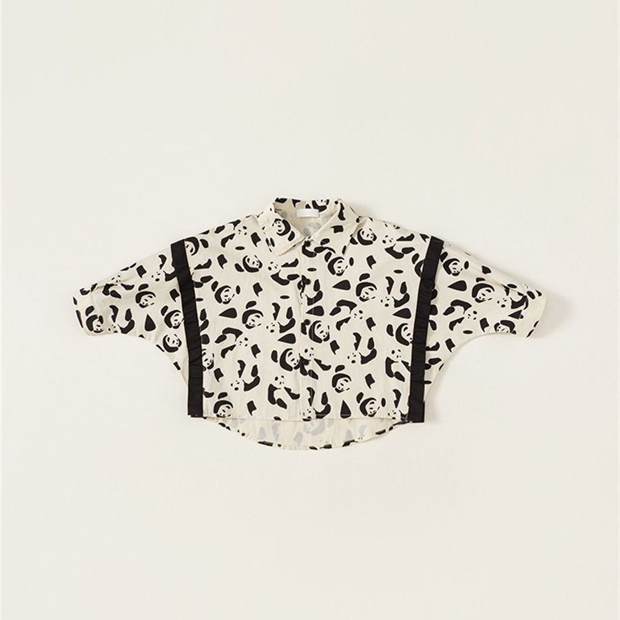 童裝男童襯衣秋季新品熊貓個性兒童襯衫長袖小童襯衣潮流