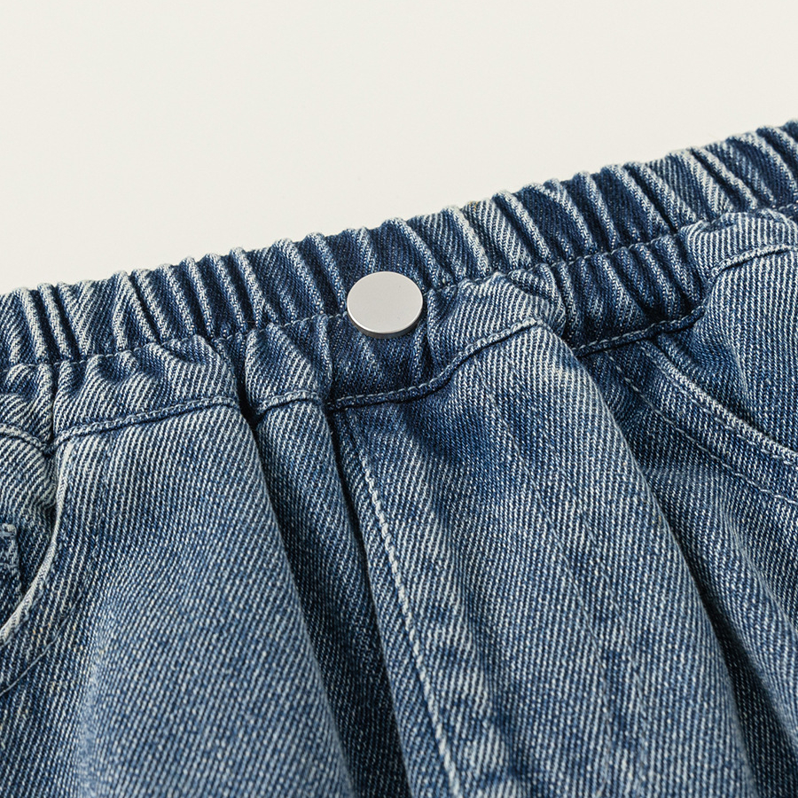 童裝秋季新品兒童褲子中大童長褲女孩子直筒褲男童水洗牛仔褲