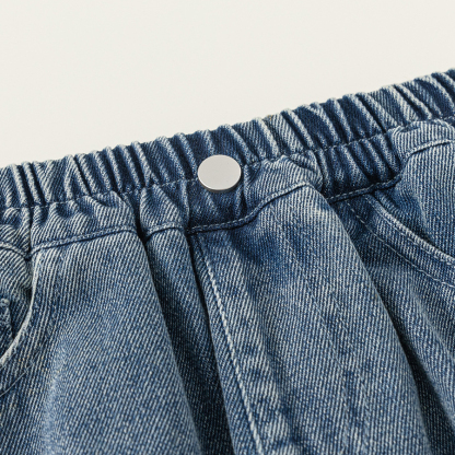 童裝秋季新品兒童褲子中大童長褲女孩子直筒褲男童水洗牛仔褲