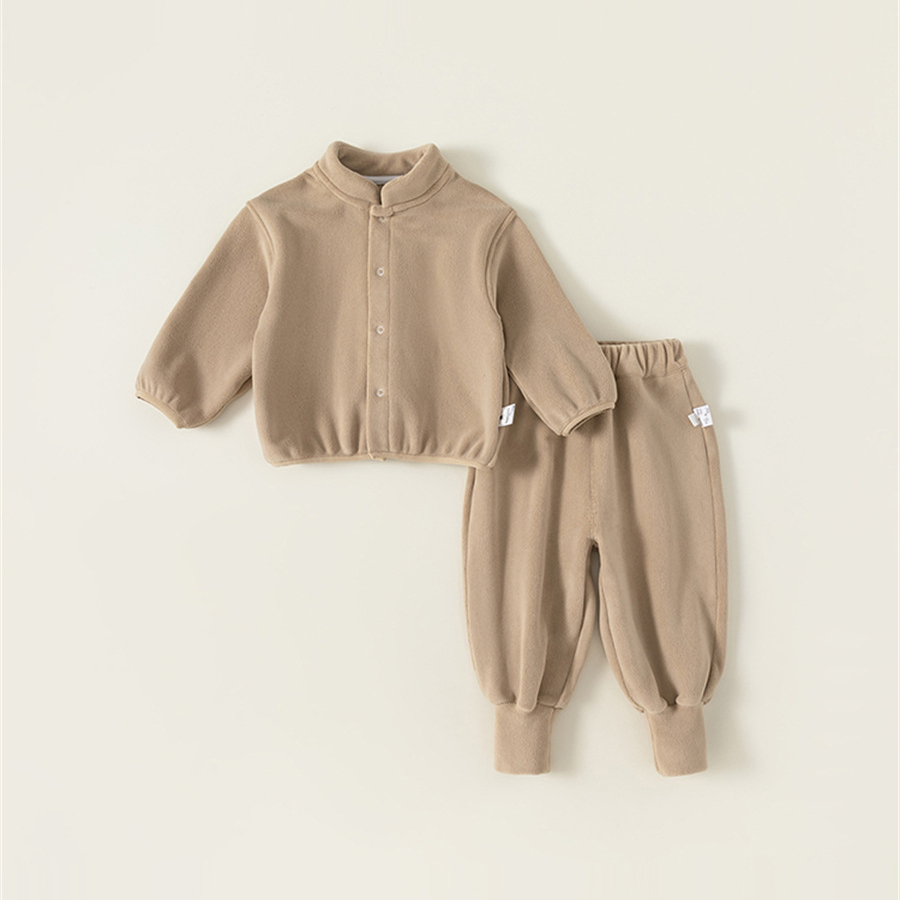 兒童秋季衛衣兩件套男童雙面絨寶寶加絨長褲套裝小童家居服