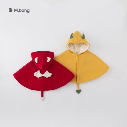 童裝冬韓版寶寶披肩上衣兒童加絨加厚斗篷嬰兒外出衣服