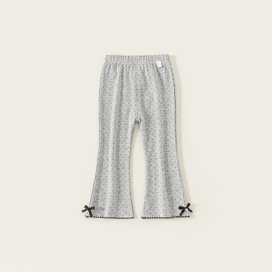 童裝女童打底褲新品波點蝴蝶結女孩子外穿褲子小童微喇長褲