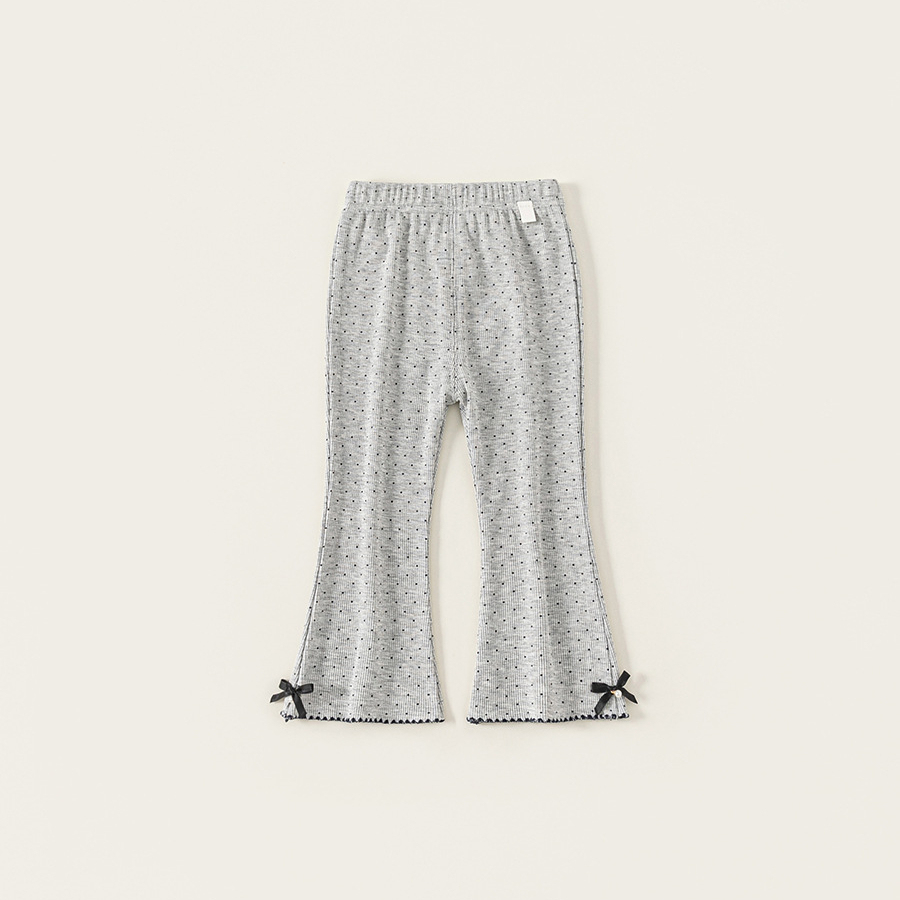 童裝女童打底褲新品波點蝴蝶結女孩子外穿褲子小童微喇長褲