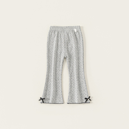 童裝女童打底褲新品波點蝴蝶結女孩子外穿褲子小童微喇長褲