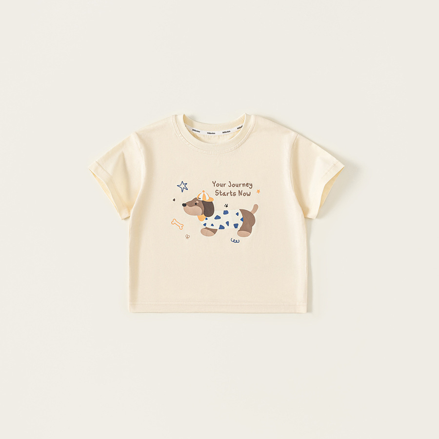 童裝童裝百搭男童T恤夏款卡通小狗女童短袖上衣潮