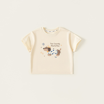 童裝童裝百搭男童T恤夏款卡通小狗女童短袖上衣潮