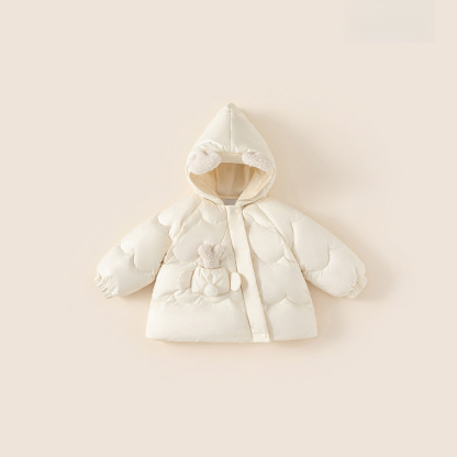 童裝寶寶羽絨服女童嬰兒冬季加厚外套萌趣小耳朵保暖連帽上衣