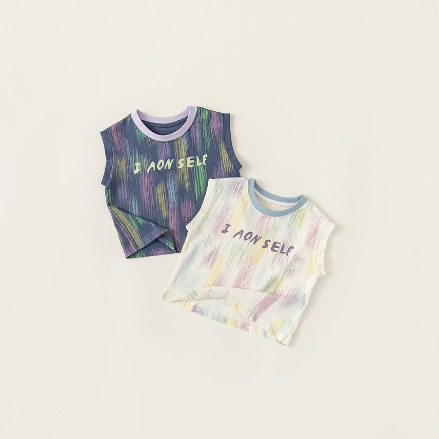 童裝男童背心夏裝2025夏季新款兒童無袖T恤字母上衣