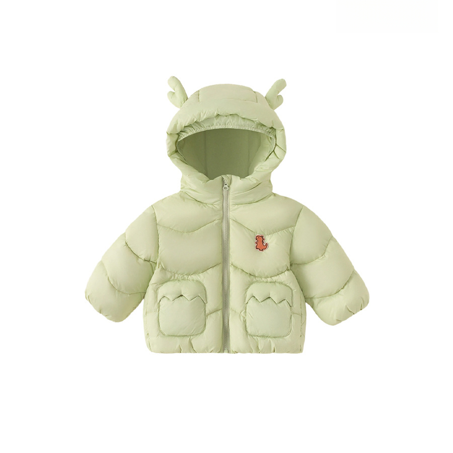 冬裝新款兒童衣服保暖男寶寶上衣純色連帽嬰童外套男童羽絨服