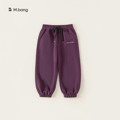 童裝褲子男童衛褲秋款純色運動褲兒童休閒字母印花抽繩束腳褲