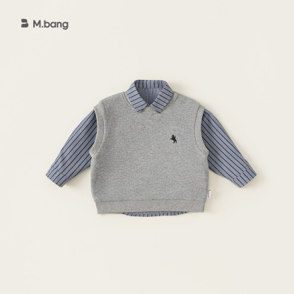 童裝秋季襯衫寶寶衣服兒童秋裝馬甲上衣二件套潮男童套裝