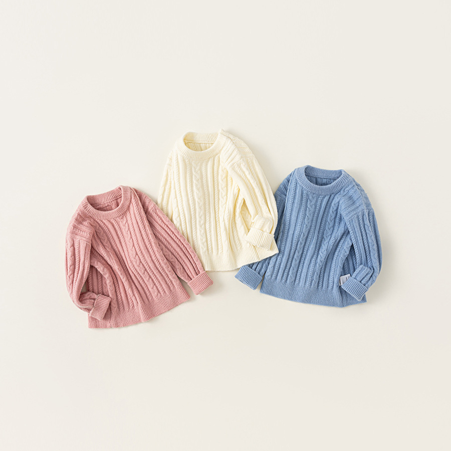 童裝男童毛衣春款針織衫男孩春裝純色寶寶內搭柔軟圓領上衣